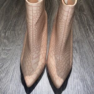 Pink snake skin boots